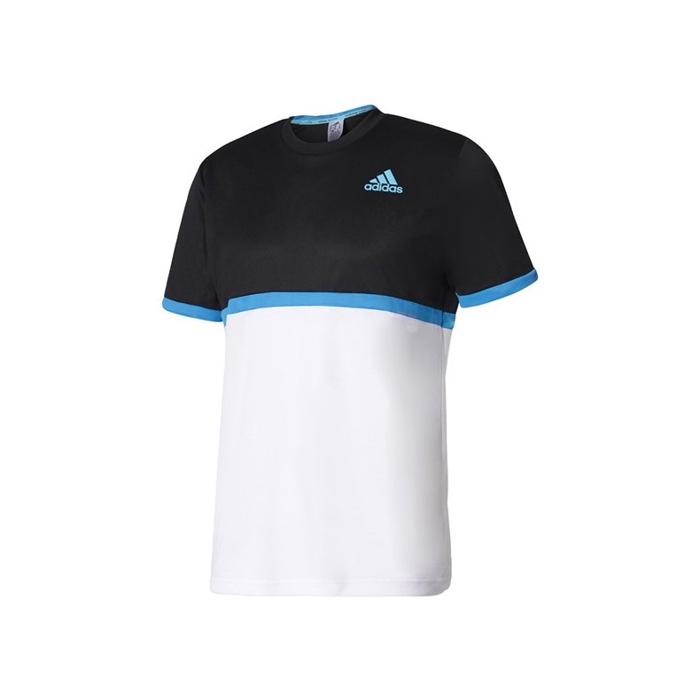 Adidas Court T-Shirt weiss/schwarz/blau
