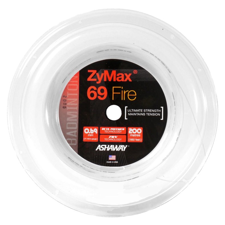 Ashaway Zymax 69 fire badminton strings (white) 200 meter