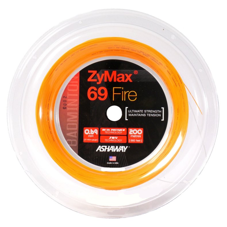 Ashaway Zymax 69 fire badminton strings (orange) 200 meter