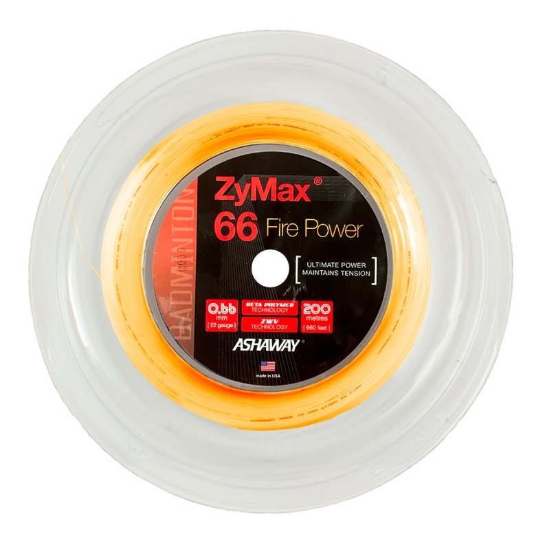 Ashaway ZYMAX 66 Fire Power badmintonsaiten (orange) - 200 meter