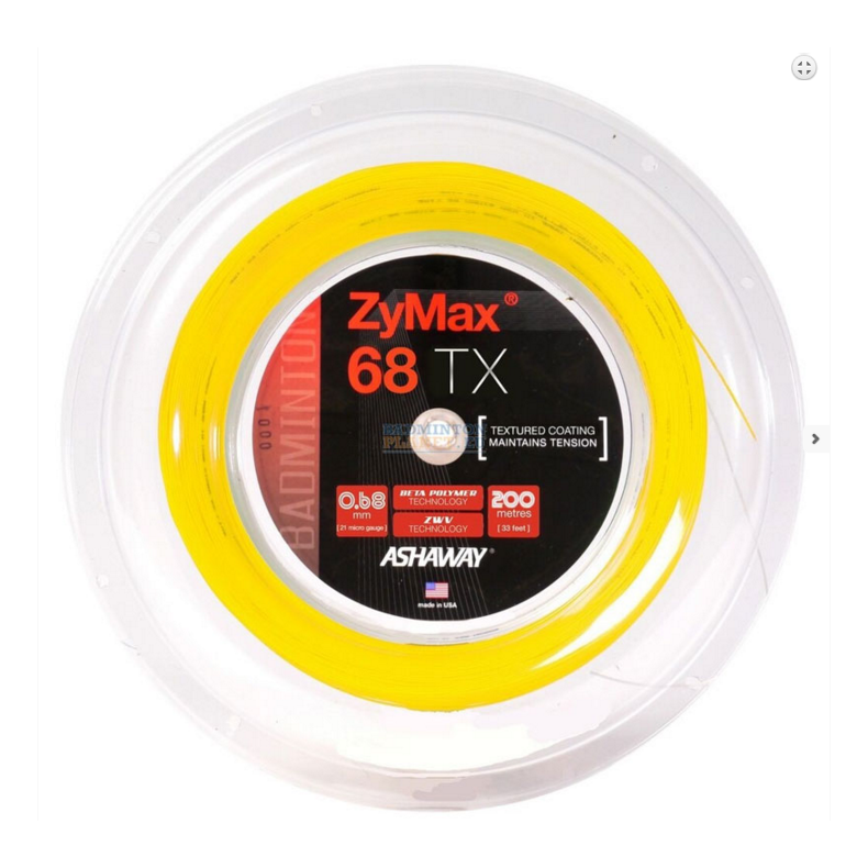 Ashaway Zymax 68 TX badmintonsaiten (gelb) 200 meter