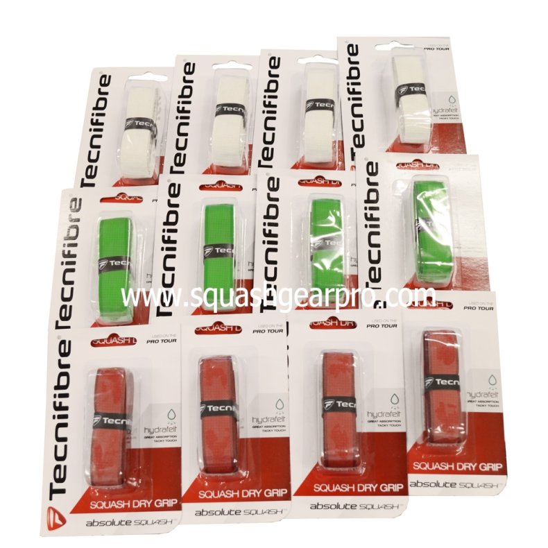 Tecnifibre Dry Absolute Squash Grip 12 pack box - Assorteret