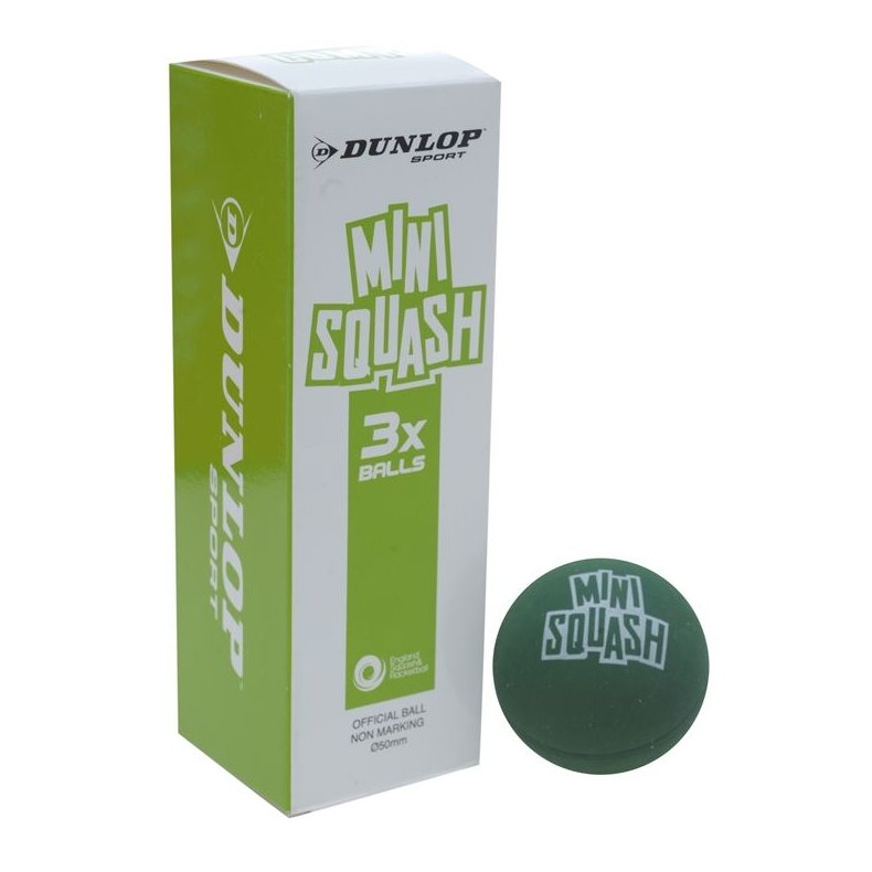 Dunlop Mini Squash b&auml;ller Green - 3 stk.